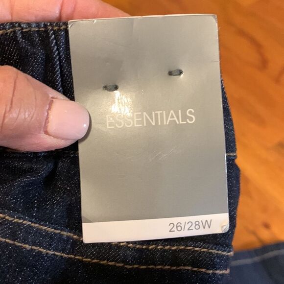 Essentials Size 26/28W elastic waist pull on dark denim jeans stretchy NWT - Picture 7 of 9